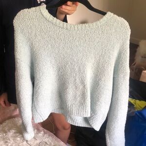 fuzzy aqua sweater